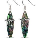 Earrings – Dangle Post – Fish Hook – Natural Paua – Surfboard – Aqua79 Jewelry