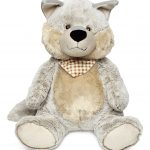 Sitting Grey Wolf Xl – Super Soft Plush