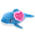 DolliBu Happy Mother’s Day Baby Soft Plush Blue Dolphin Figure – Cute Stuffed Animal with Pink Heart Message for Best Mommy, Grandma, Wife, Daughter – Cute Sea Life Plush Toy Gift – 11.75″ Inches