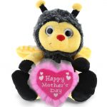 DolliBu Happy Mother’s Day Super Soft Plush Sitting Bee Figure – Cute Stuffed Animal with Pink Heart Message for Best Mommy, Grandma, Wife, Daughter – Cute Wild Life Insect Plush Toy Gift – 7″ Inches