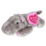 DolliBu Happy Mother’s Day Wild Collection Plush Hippo Figure – Cute Stuffed Animal with Pink Heart Message for Best Mommy, Grandma, Wife, Daughter – Cute Wild Life Hippo Plush Toy Gift – 13″ Inches