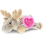 DolliBu Happy Mother’s Day Super Soft Lying Moose Plush Figure – Cute Stuffed Animal with Pink Heart Message for Best Mommy, Grandma, Wife, Daughter – Cute Wild Life Plush Toy Gift – 9.5″ Inches