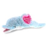 DolliBu Happy Mother’s Day Super Soft Plush Blue Dolphin Figure – Cute Stuffed Animal with Pink Heart Message for Best Mommy, Grandma, Wife, Daughter – Cute Sea Life Plush Toy Gift – 18″ Inches