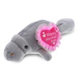DolliBu Happy Mother’s Day Wild Collection Plush Grey Manatee – Cute Stuffed Animal Present With Pink Heart Message for Best Mommy, Grandma, Wife, Daughter – Cute Sea Life Plush Toy Gift – 9″ Inch