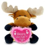 DolliBu Happy Mother’s Day Super Soft Plush Sitting Moose Figure – Cute Stuffed Animal with Pink Heart Message for Best Mommy, Grandma, Wife, Daughter – Cute Wild Life Plush Toy Gift – 6″ Inches