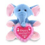DolliBu Happy Mother’s Day Super Soft Plush Sitting Elephant Figure – Cute Stuffed Animal with Pink Heart Message for Best Mommy, Grandma, Wife, Daughter – Cute Wild Life Plush Toy Gift – 6″ Inches