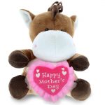 DolliBu Happy Mother’s Day Super Soft Plush Sitting Horse Figure – Cute Stuffed Animal with Pink Heart Message for Best Mommy, Grandma, Wife, Daughter – Cute Wild Life Plush Toy Gift – 6″ Inches