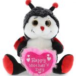 DolliBu Happy Mother’s Day Super Soft Plush Sitting Ladybug Figure – Cute Stuffed Animal with Pink Heart Message for Best Mommy, Grandma, Wife, Daughter – Cute Wild Life Bug Plush Toy Gift – 9″ Inches