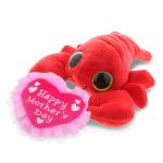 DolliBu Happy Mother’s Day Super Soft Sparkling Big Eye Lobster Plush – Cute Stuffed Animal with Pink Heart Message for Best Mommy, Grandma, Wife, Daughter – Cute Sea Life Plush Toy Gift – 6″ Inches