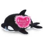 DolliBu Happy Mother’s Day Super Soft Sparkling Big Eye Killer Whale Plush – Cute Stuffed Animal with Pink Heart Message for Best Mommy, Grandma, Wife, Daughter – Ocean Life Plush Toy Gift – 6 Inch