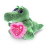 DolliBu Happy Mother’s Day Super Soft Sparkling Big Eye Alligator Plush – Cute Stuffed Animal with Pink Heart Message for Best Mommy, Grandma, Wife, Daughter – Cute Wild Life Plush Toy Gift – 6″ Inch