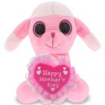 DolliBu Happy Mother’s Day Super Soft Sparkling Big Eye Pink Poodle Dog Plush – Stuffed Animal with Pink Heart Message for Best Mommy, Grandma, Wife, Daughter – Cute Wild Life Plush Toy Gift – 6 Inch