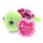 DolliBu Happy Mother’s Day Super Soft Big Eye Pink Shell Sea Turtle Plush – Cute Stuffed Animal with Pink Heart Message for Best Mommy, Grandma, Wife, Daughter – Cute Sea Life Plush Toy Gift – 6″ Inch