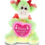 DolliBu Happy Mother’s Day Super Soft Plush Dragon Doll Figure – Cute Stuffed Animal with Pink Heart Message for Best Mommy, Grandma, Wife, Daughter – Cute Stuffed Dragon Plush Toy Gift – 8″ Inches