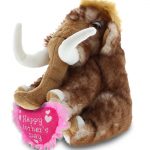 DolliBu Happy Mother’s Day Super Soft Plush Wild Mammoth Figure – Cute Stuffed Animal with Pink Heart Message for Best Mommy, Grandma, Wife, Daughter – Cute Wild Life Plush Toy Gift – 8″ Inches