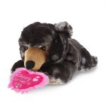 DolliBu Happy Mother’s Day Super Soft Plush Lying Wild Black Bear – Cute Stuffed Animal with Pink Heart Message for Best Mommy, Grandma, Wife, Daughter – Cute Wild Life Plush Toy Gift – 10″ Inches