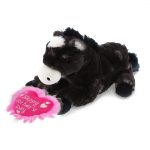 DolliBu Happy Mother’s Day Super Soft Lying Black Horse Plush Figure – Cute Stuffed Animal with Pink Heart Message for Best Mommy, Grandma, Wife, Daughter – Cute Farm Life Plush Toy Gift – 10.5″ Inch