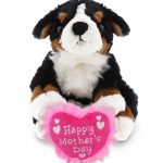 DolliBu Happy Mother’s Day Super Soft Bernese Dog Plush Figure – Cute Stuffed Animal with Pink Heart Message for Best Mommy, Grandma, Wife, Daughter – Cute Dog Pet Plush Toy Gift – 8″ Inches