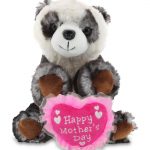 DolliBu Happy Mother’s Day Super Soft Squat Panda Bear Plush Figure – Cute Stuffed Animal with Pink Heart Message for Best Mommy, Grandma, Wife, Daughter – Cute Wild Life Plush Toy Gift – 6.5″ Inches