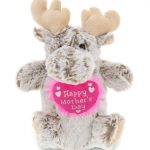 DolliBu Happy Mother’s Day Moose Plush Hand Puppet – Cute Stuffed Animal Present With Pink Heart Message for Best Mommy, Grandma, Wife, Daughter – Cute Wild Life Plush Puppet Toy Gift – 11 Inches