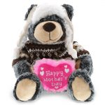 DolliBu Happy Mother’s Day Super Soft Plush Black Bear With Clothes – Cute Stuffed Animal with Pink Heart Message for Best Mommy, Grandma, Wife, Daughter – Cute Wild Life Plush Toy Gift – 9″ Inches