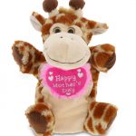 DolliBu Happy Mother’s Day Giraffe Plush Hand Puppet – Cute Stuffed Animal Present With Pink Heart Message for Best Mommy, Grandma, Wife, Daughter – Cute Wild Life Plush Puppet Toy Gift – 10″ Inches