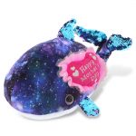 DolliBu Happy Mother’s Day Space Sequin Plush Purple Whale Figure – Cute Stuffed Animal with Pink Heart Message for Best Mommy, Grandma, Wife, Daughter – Cute Sea Life Plush Toy Gift – 13″ Inches