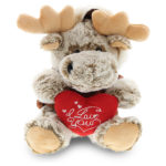 I Love You Valentines – Sitting Moose With Brown Hooded Sweater – Super Soft Plush