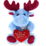 I Love You Valentines – Sitting Blue Moose with Scarf – Super Soft Plush