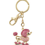 Elegant Pink Poodle Dog – Gold Sparkling Charms