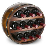 Vintage Wall Mounted Barrel Wine Rack – 10 Bottles – Wine Décor