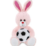 Rose Gold Bunny With Soccer Ball Plush – Sparkling Plush