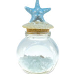 Turquoise Starfish Bottle With Turquoise Crystal Rocks And Shells – Nautical Decor