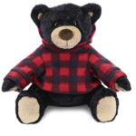 Black Bear – Super Soft Plush With Red Plaid Hoodie