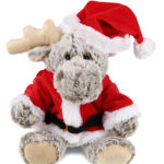 Sitting Moose With Brown Hooded Sweater – Santa Super Soft Plush