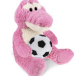 Sitting Pink Alligator With Soccer Plush – Super-Soft Plush