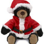 Black Bear With Santa Dress Up Set – Super Soft Plush With Red Plaid Hoodie
