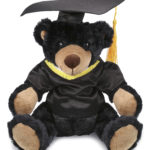 Black Bear With Graduation Dress Up Set – Super Soft Plush With Red Plaid Hoodie