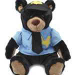 Black Bear With Police Dress Up Set  – Super Soft Plush With Red Plaid Hoodie