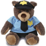 Brown Bear With Police Dress Up Set – Super Soft Plush With Red Plaid Hoodie