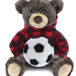 Brown Bear With Soccer Plush – Super Soft Plush With Red Plaid Hoodie