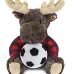 Moose With Soccer Plush – Super Soft Plush With Red Plaid Hoodie