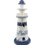 Blue Stripes Lighthouse – Nautical Decor