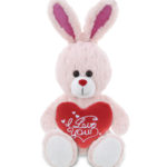 Rose Gold Bunny With Valentine Heart Plush – Sparkling Plush