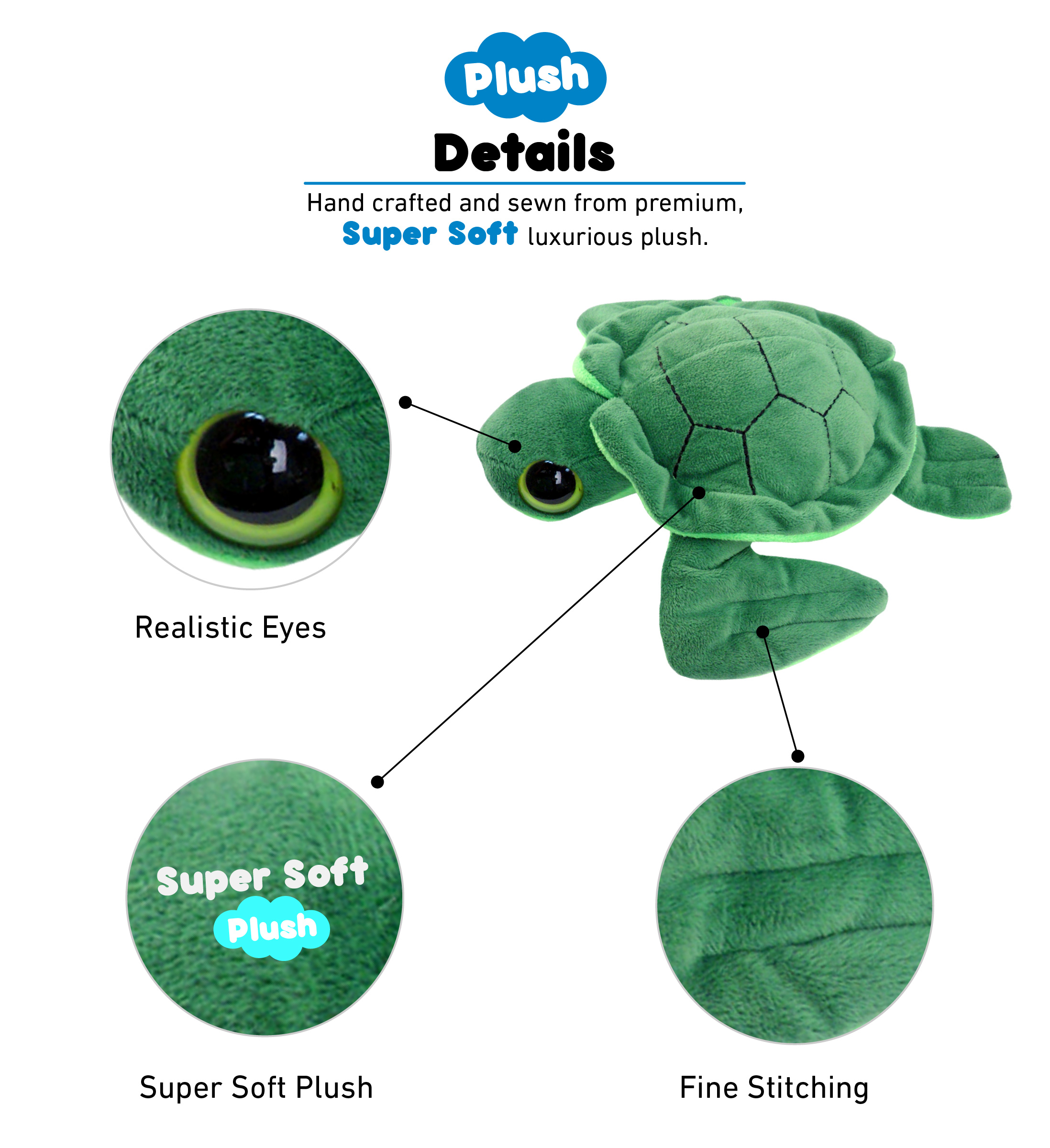 Sea Turtle - Big Eye 6 Inch Plush - CoTa Global