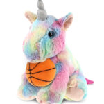 Floppy Rainbow Unicorn With Basketball Plush – Super-Soft Plush