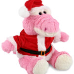 Sitting Pink Alligator With Santa Dress Up Set – Super-Soft Plush