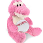 Sitting Pink Alligator With Baseball Plush – Super-Soft Plush