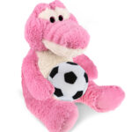 Sitting Pink Alligator With Soccer Plush – Super-Soft Plush