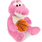 Sitting Pink Alligator With Basketball Plush – Super-Soft Plush